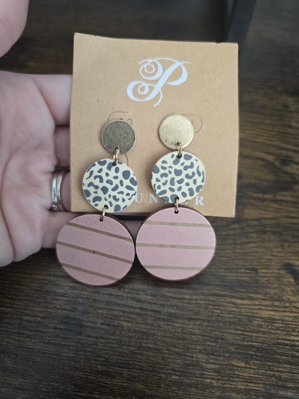 Plunder Pink Leopard & Gold Drop Earrings